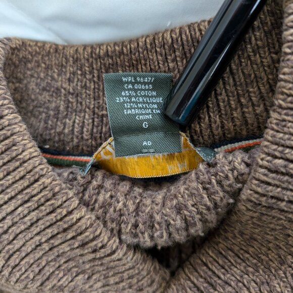 EDDIE BAUER Sweater Men's L Brown Henley Knit Long Sleeve Ribbed Accent Pullover - Picture 8 of 12
